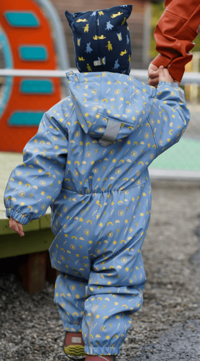 Kattnakken Babyregndress dugg myk blå