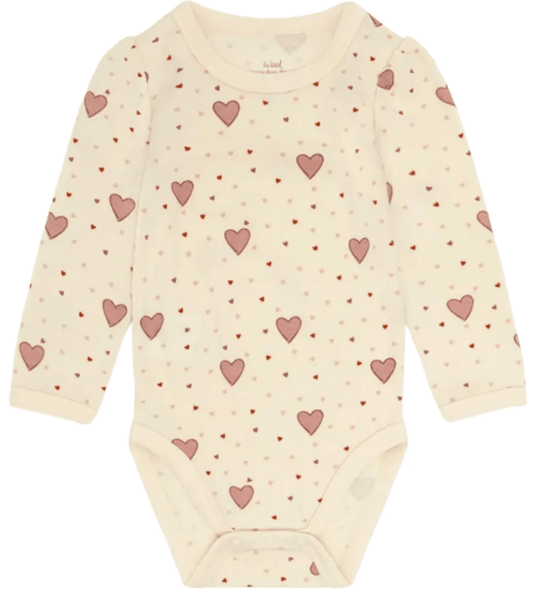 Hust and Claire Body ull/bambus Baloo Hearts with puff off white