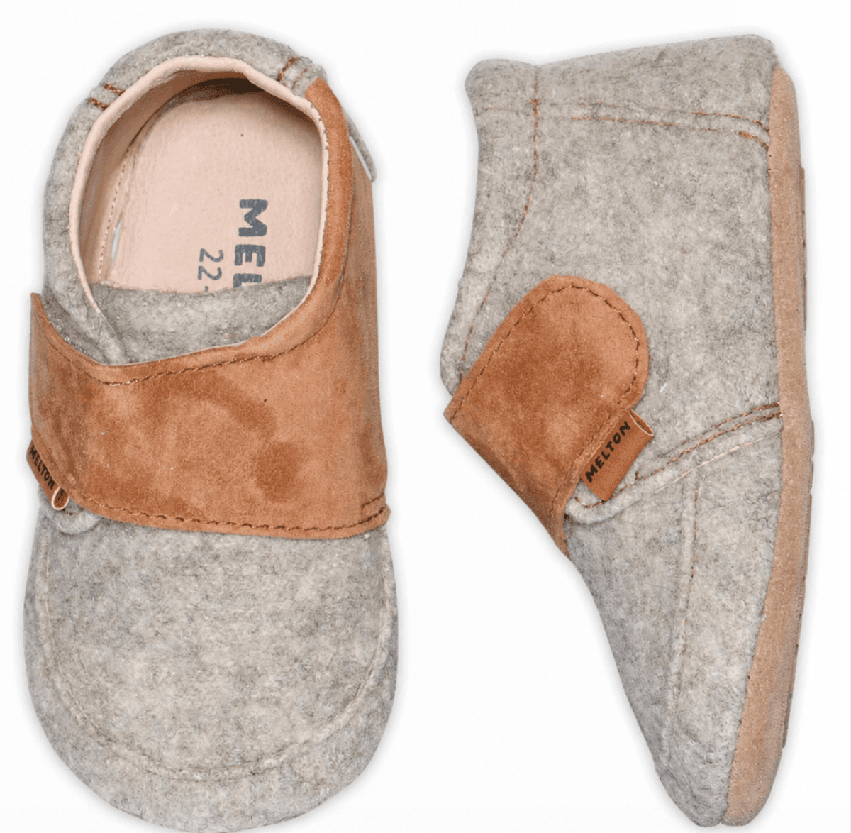 Melton ulltøffel beige/brun melange