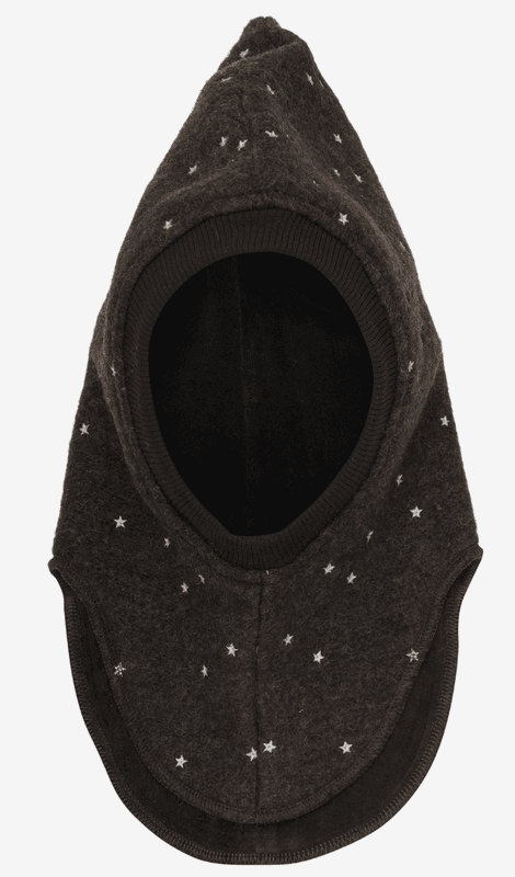 Huttelihut elefantlue broderte stjerner brun melange
