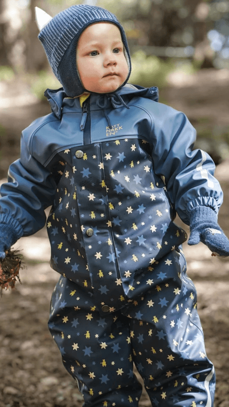Kattnakken Babyregndress Vinter Pytt Blå Horisont