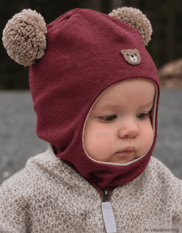 Kivat Balaklava cotwool teddy burgunder
