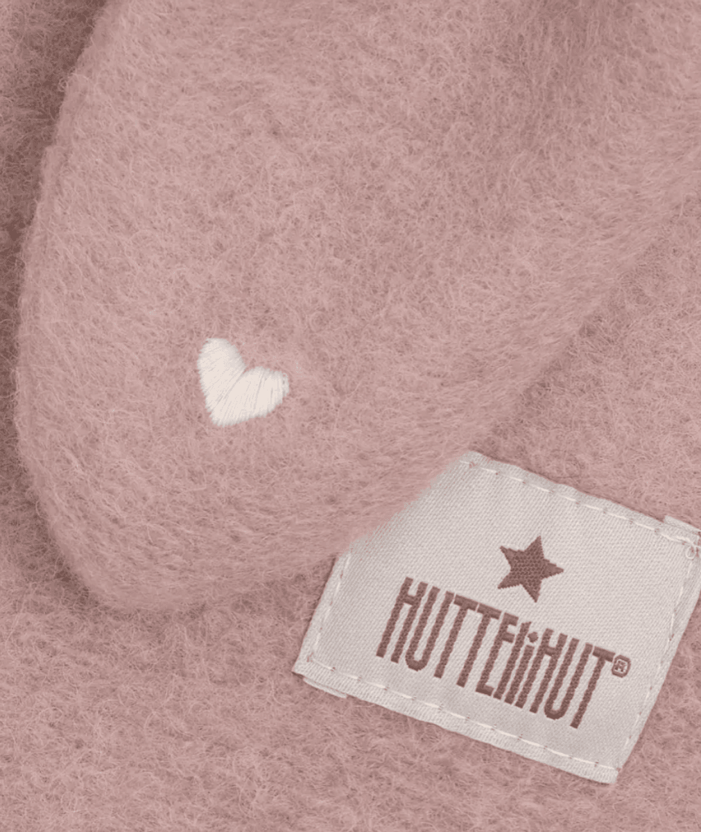 Huttelihut Elefantlue broderte hjerter kaninører deauville mauve