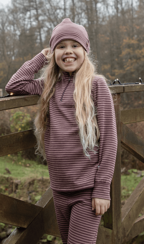 Joha genser ull/bambus half zip striper rose