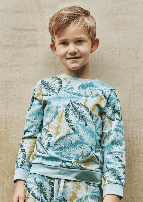 Enfant genser monstera gray mist
