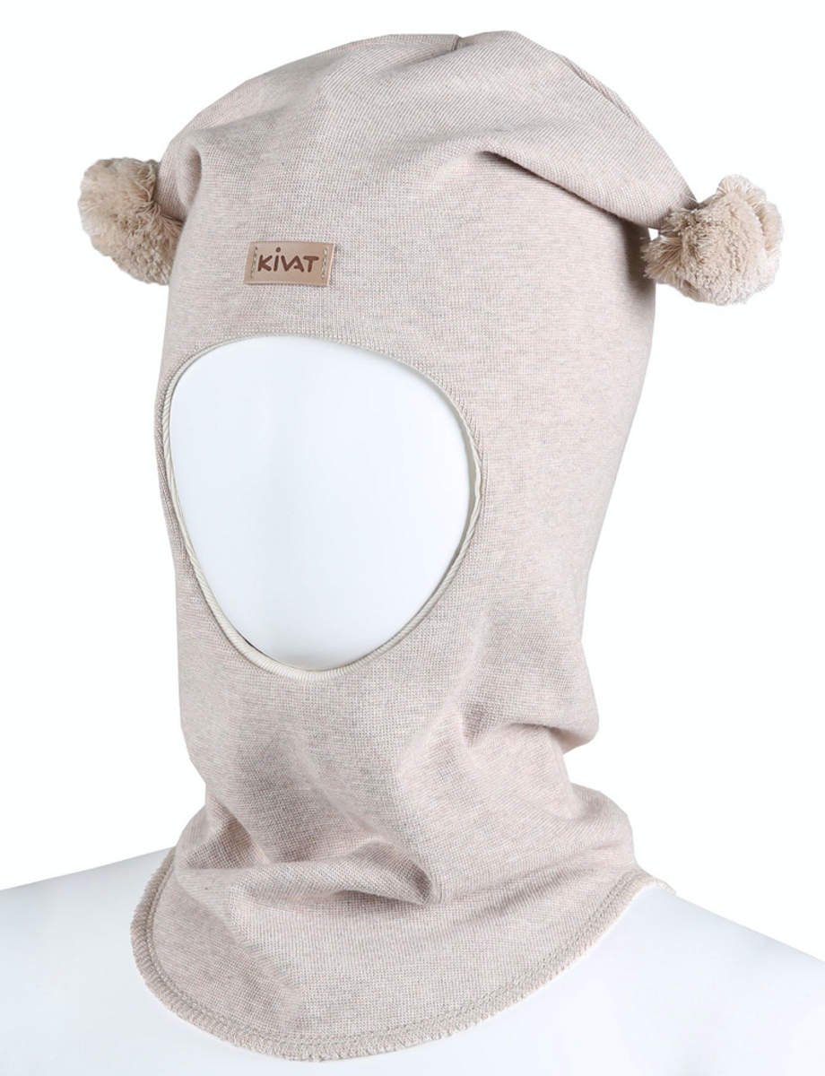 Kivat Balaklava bomull skinnlapp beigemelert 