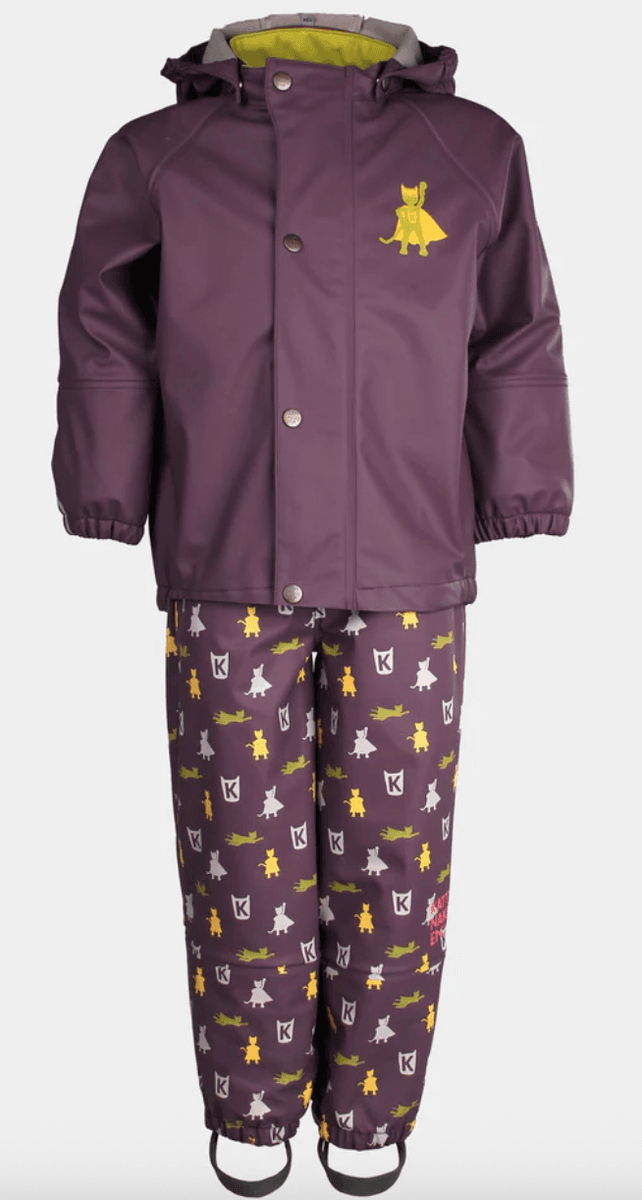 Kattnakken Regnsett Plask superhelt viola