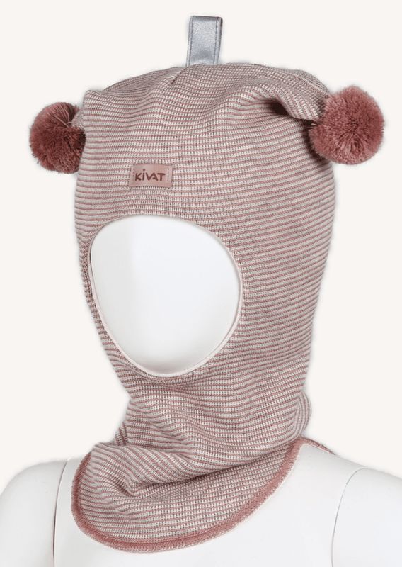 Balaklava ull striper gammelrosa/offwhite ufarget