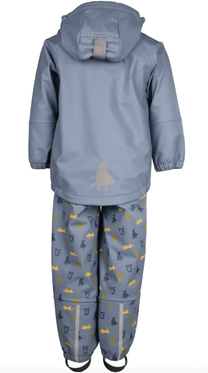 Kattnakken Regnsett Plask superhelt mjuk blå