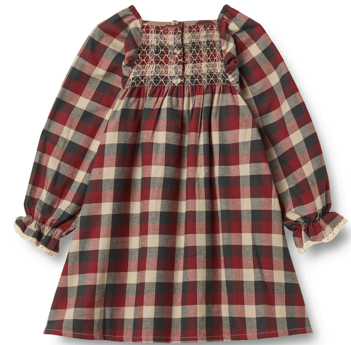 Wheat Kjole Lace Bella red blue check