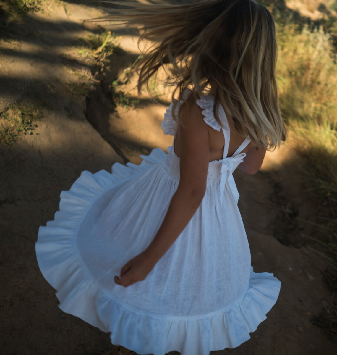 Marmar kjole Danita frill lin white