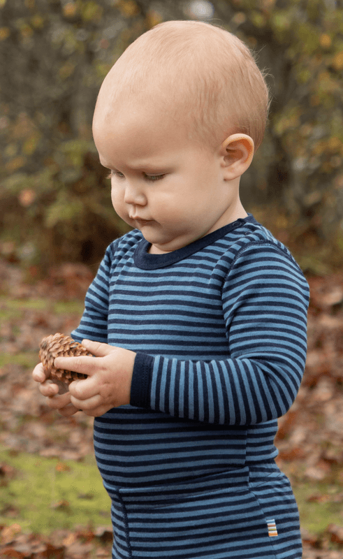 Joha body merino ull mini stripe blå